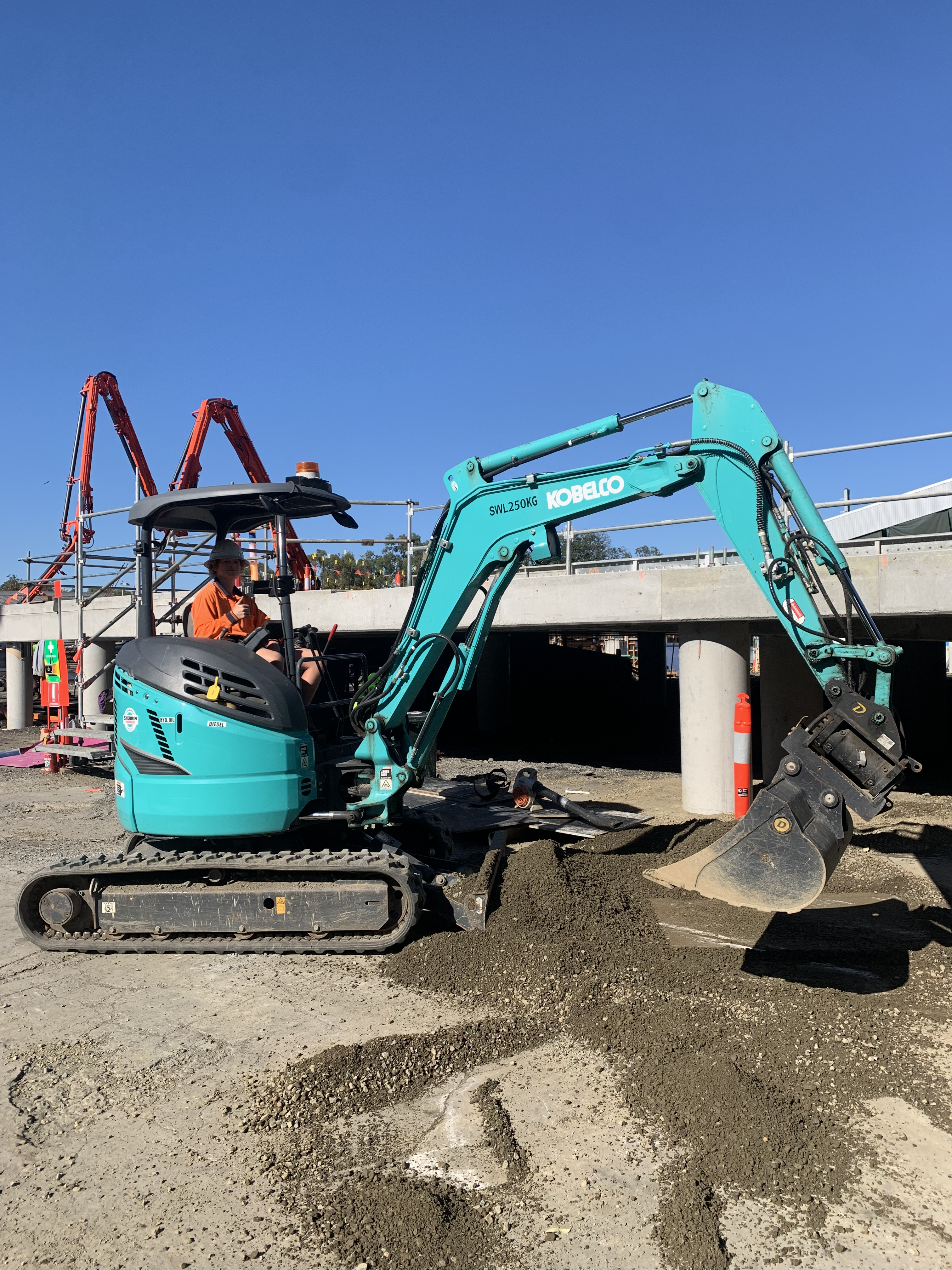 MSB Civil Kobelco excavator operator on a Rockhampton job site